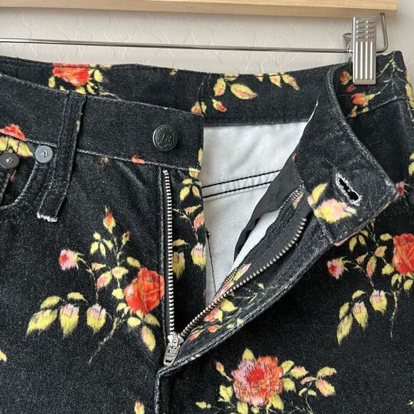 R13 Black Kick‎ Fit Floral Print High Rise Cropped Flare Pants Size 27 - Picture 6 of 13